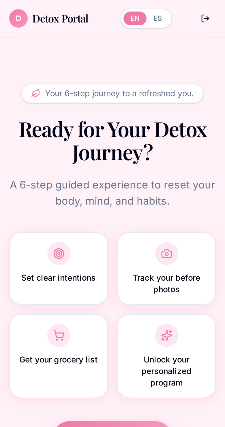Real AVSHAPE Detox Portal welcome screen